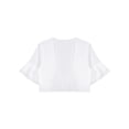 thumbnail image 3 of Zaldita Women Short Sleeve Shrug Cropped Bolero Open Front Cardigan Sheer Shawl White M, 3 of 7
