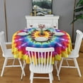 thumbnail image 2 of Colorful Tie Dye Star Mandala Round Tablecloth 60"x60",Wrinkle Wipeable Table Cloth for Kitchen Dining Room Picnic Patio Party, 2 of 6