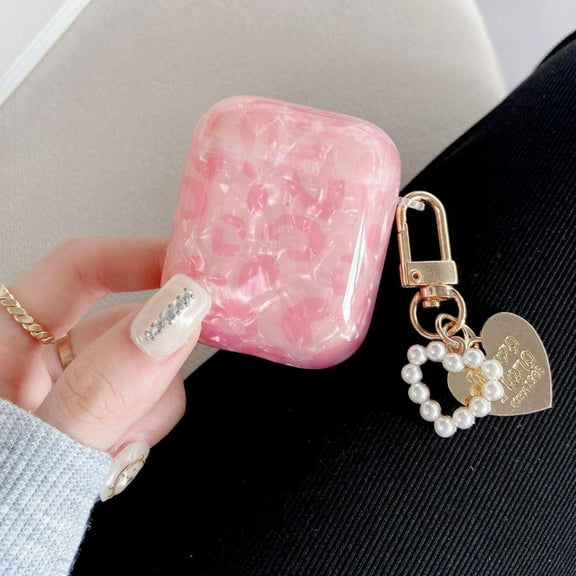 AirPods 3rd Gen Case Pink Pearl, Caselix Cute Leopard Pearl Women Apple Airpods 3 Cover Case Protective Shockproof with Keychain for Apple AirPods Gen 3 Charging Case