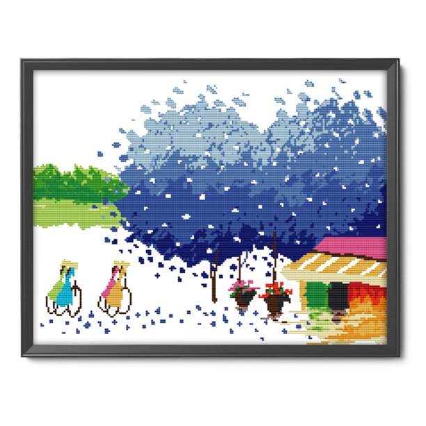 Cuadros Decorativos Paisaje 14CT Kits de punto de cruz estampados Bordado de costura (F640 Invierno) Likrtyny embutido en tela