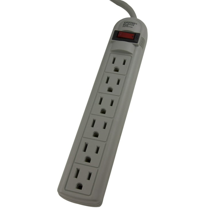 6 AC Outlet 8ft Extra Long Power Cord Power Electrical Wall Flat Type Plug  Socket Surge Protector Strip Switch Adapter