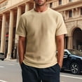 thumbnail image 2 of Men's Summer Short Sleeve Knitted T-Shirt Comfortable Round Neck Ribbed Design Casual Sports Holiday Top Mens Work Shirts Summer Basic Tee Shirts, 2 of 6