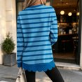 thumbnail image 4 of Dzrciro Sweatshirt for Women, Stripe Long Sleeve Crew Neck Navy Pullover Tops with Scalloped Hem, Fall Casual Loose Comfy Sweatshirts S-2XL, 4 of 8