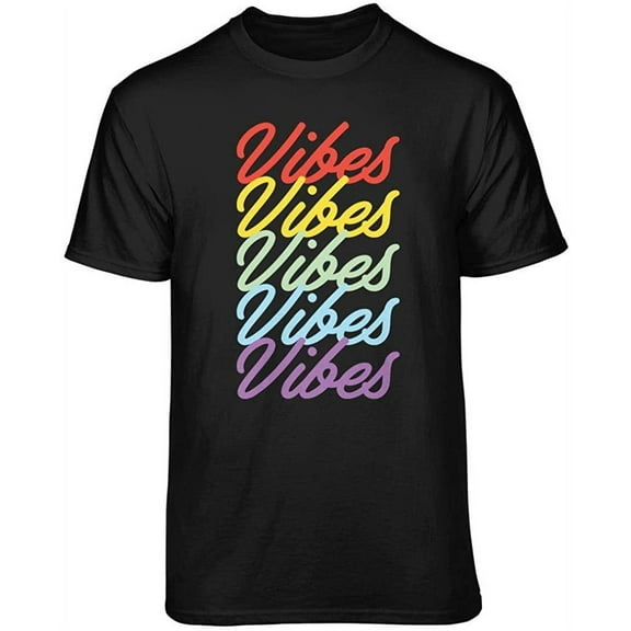 Teelocity Vibes Repeat Graphic T-Shirt (Medium - Standard Fit, Black)