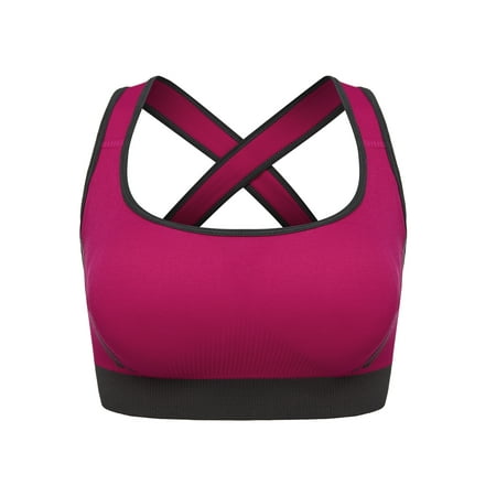 

FANNYC Women s Seamless Sports Bra Cross-Back Running Yoga Sports Bra Gather Low Support Professional Workout Fitness Tops Bra With Removable Chest Pad