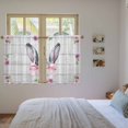 thumbnail image 3 of Spring Easter Kitchen Curtains 54 Inch Length, Watercolor Flowers Rabbits Ears Bow Wooden Gray Tiers Curtains for Bathroom Bedroom Cafe, Light Filtering Window Treatment Drapes 2 Panels 42"Wx54"L, 3 of 8