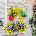 thumbnail image 4 of Artificial 24 Bundles Flowers Outdoor Flowers UV Resistant Fake Plants Faux Plastic Flowers Greenery Shrubs for Hanging Planters Outside Porch Vase Pot Home Window Decoration (Orange, Yellow, Green), 4 of 5