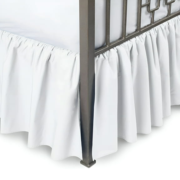 AUQ Egyptian Cotton 800 Thread Count Hotel Quality Dust Ruffle Bed Skirt, 15" Inch Drop Length Ruffle Bed Skirt, Full Size (54" X 75") Inch, White Solid