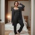 thumbnail image 2 of Icvfdpl Ensemble de Pyjama pour Femmes, Vêtements de Maison, Haut à Bretelles en Tricot, Pantalon, Robe, Ensemble Trois Pièces, Pyjamas pour Femmes, Vêtements de Nuit, 2 of 7
