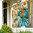 thumbnail image 5 of Thanksgiving Blue Teal White Pumpkin Large House Flag, Maple Leaves Polka Dot Decorative Garden Yard Outside Decorations, Fall Autumn Harvest Farmhouse Burlap Outdoor Home Decor Double Sided 28, 5 of 5