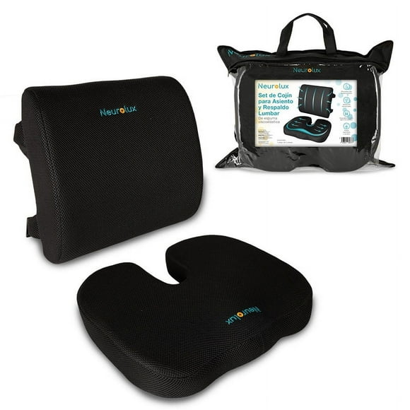 Cojines de Memory Foam NEUROLUX Lumbar y para Coxis 2 Piezas
