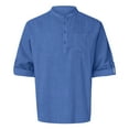 thumbnail image 4 of Kcodviy Mens Spring Loose Stand Designer Shirts Men Solid Color Pocket Long Adult Rompers Men Sleeve Pullover Shirt, 4 of 5