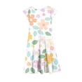 thumbnail image 3 of Girls Floral Tiered Ruffle Dress with Pockets Short Sleeve Spring Summer Party Easter Outfit for Kids Size 4-12 Years,Size 6-7 T, 3 of 5