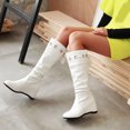 thumbnail image 5 of Fesfesfes Tall Boots for Young Ladies Warm Solid Knee High Boots Round Toe Lace Bandage Booties High Heel Boots Shoes US:9.5(43), 5 of 7
