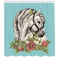 thumbnail image 3 of Ambesonne Floral Shower Curtain, Boho Horse Poppy Portrait, 69"Wx70"L, Apple Green and Turquoise, 3 of 3