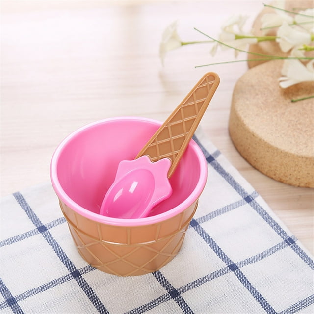 Lovely Ice Cream Bowl Spoon Set, Dessert Bowl DIY Ice Cream Tools For Festive Party Kids Gift