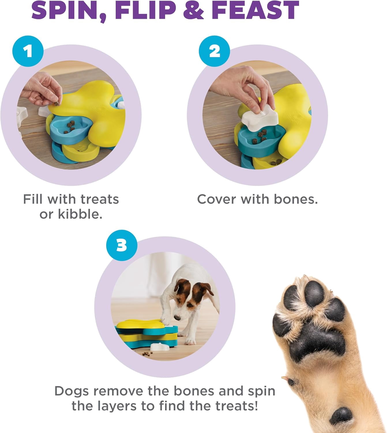 by Nina Ottosson Dog Tornado Treat Puzzle Dog Toy, Level 2 Intermediate, Blue