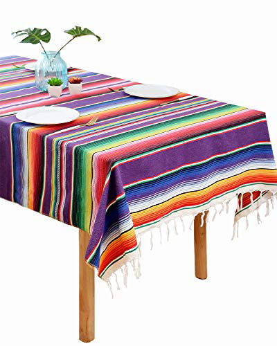 Rectangle Tablecloth Poly-Linen-Cotton-Wax Easy to Clean Tablecloth Set 60x90 inch incl Place mats Artisanal Made for Dinning Parties Thanksgiving Christmas Weeding Birthday Receptions