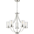 thumbnail image 7 of Lassiter Collection Five-Light Brushed Nickel Clear Glass Modern Chandelier Light, 7 of 7