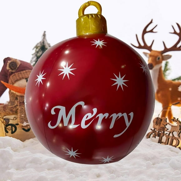 Bola de Navidad inflable de PVC de 60 cm con impresión navideña para exteriores, juguete decorado para decoraciones de piscinas y patios