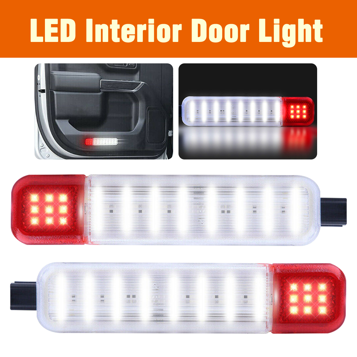 2PCS LED Interior Door Light Door Panel Courtesy Light Warning Light