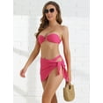 thumbnail image 4 of DARING DIVA Women's O Ring Bandeau Ribbed Bikini Set Medium Roes Red, 4 of 6
