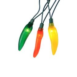 - Set of 10 Yellow Orange & Green LED Chili Pepper Patio & Garden Novelty Christmas Lights-Green Wire