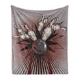 thumbnail image 1 of Bowling Party Soft Flannel Fleece Throw Blanket, Bowling Ball Crashing into Pins Retro Blast Effect Sketchy Art Design, Cozy Plush for Indoor and Outdoor Use, 50" x 70", Mauve Grey Red, by Ambesonne, 1 of 6