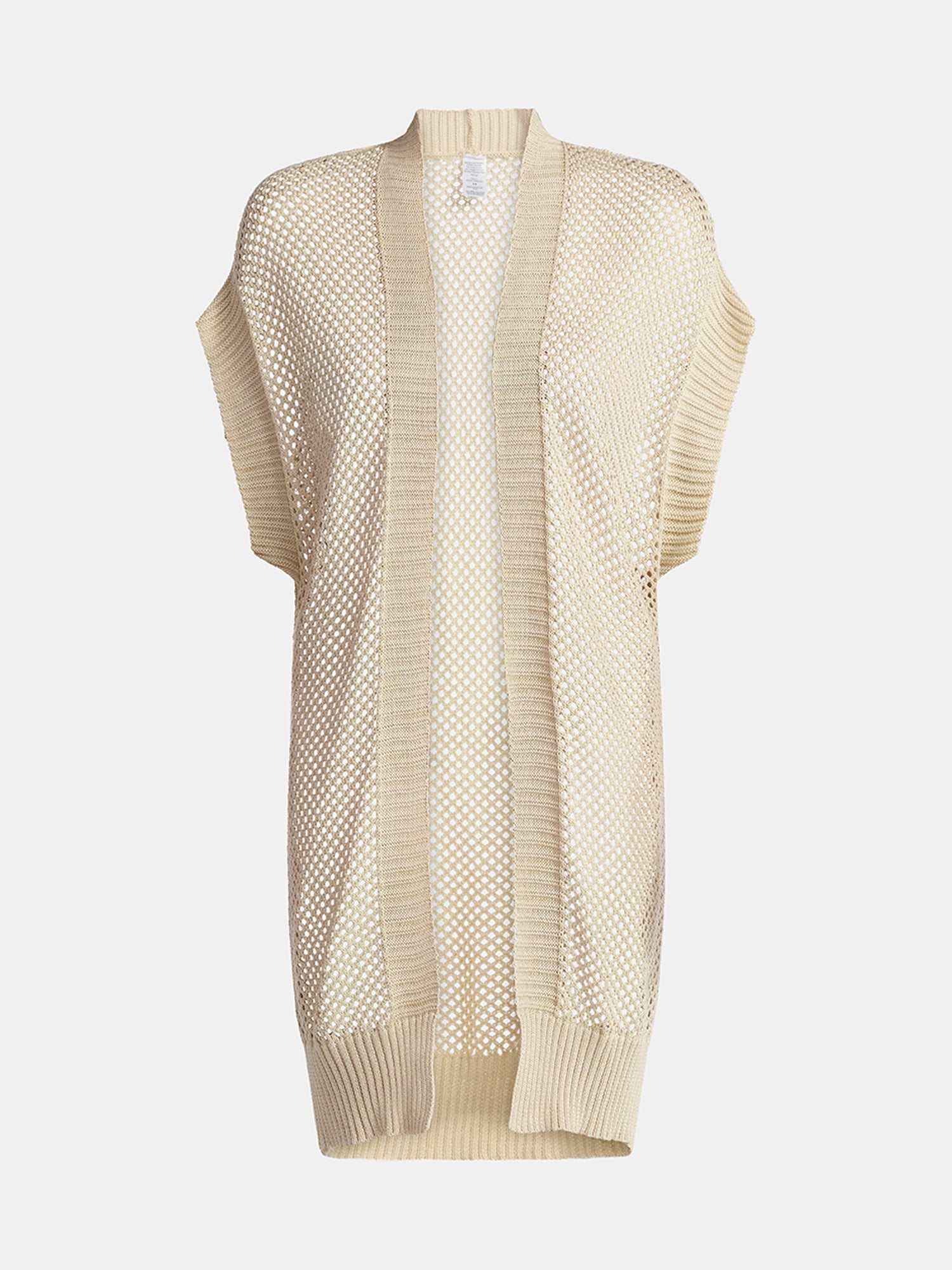 Time and Tru Women's Open Front Crochet Ruana, Sizes S-3XL