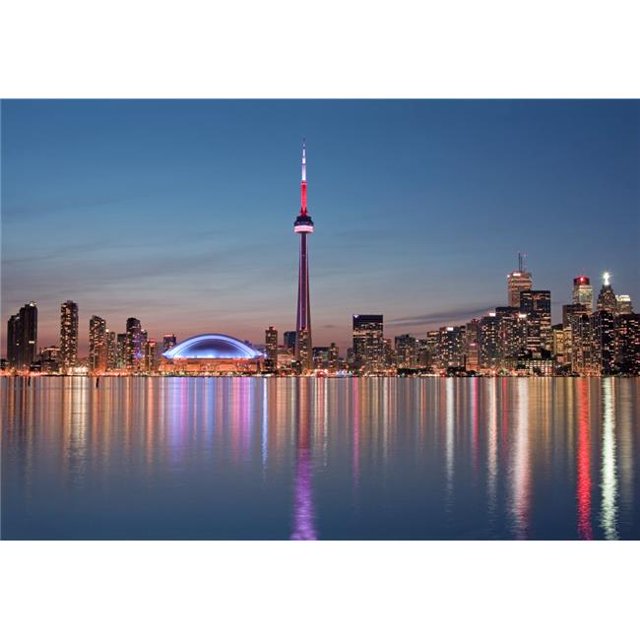 Design Pics DPI2012799 Skyline At Night Toronto Ontario July 2007 Poster Print, 17 x 12