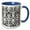 Blue/White, variant on 3drose, Black and White French Floral Fancy Damask Pattern - Classic Classy Elegant and Stylish, 11oz Two-tone Red Mug