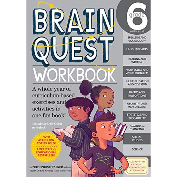 Pre-Owned Brain Quest Workbook: 6th Grade by Persephone Walker (Paperback) Education English