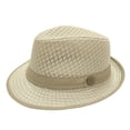 thumbnail image 5 of Straw Hat Summer Breathable Mesh Pork Pie Hat for Men, Lightweight Packable Sun Protection Beach Outdoor Jazz Cap, Classic Bowler Hat Travel Party, 5 of 6
