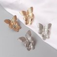 thumbnail image 4 of Butterfly Silver Earrings- Double Butterflies Earrings- Butterfly Statement Earrings - Butterfly Stud Earrings, 4 of 6