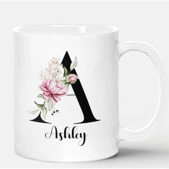 1pc Custom Initials Coffee Mug Personalized Floral Letter Women s Tea Cup Holiday Present Special Occasion Decorative Drinkware Stylish Coffee Cup Dur