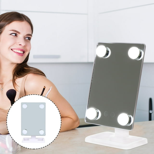 unbranded LED White Tabletop Makeup Mirror with Durable Material for Dressing Tables