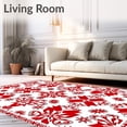 thumbnail image 2 of ODIKA 2'x3' Machine Washable Non-Slip Area Rug, Festive Snowflake Medley with Whimsical Winter Elks High Traffic Rug, Red, 741791, 2 of 7