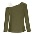 thumbnail image 4 of IROINNID Fall Shirts for Women Long Sleeve Color Block One Shoulder Blouse Drop Shoulder Casual Trendy Pullover Top for Summer, 4 of 6