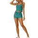 thumbnail image 2 of Conjuntos de pijama para mujeres INSPIRE CHIC, camisetas de punto con pantalones cortos, 2 piezas, ropa de dormir XL verde pavo real, 2 of 6
