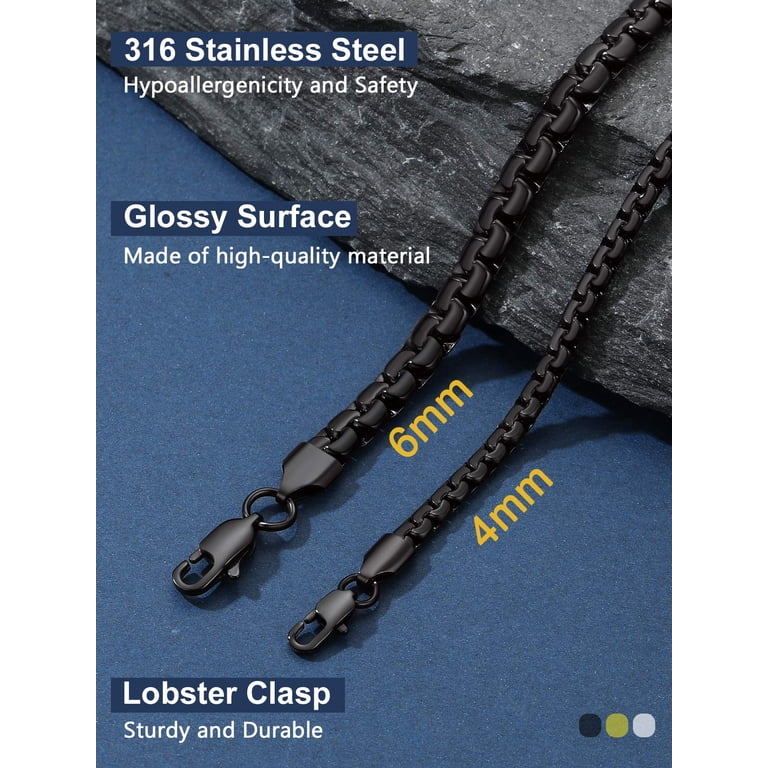 ChainsProMax Flat Link Chain Necklace, 316L Stainless Steel photo 6