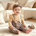 thumbnail image 2 of Mnyotv Infant Baby Girl Fall Winter Clothes Long Sleeve Bodysuits Floral Romper and Headband 2Pcs Set Size 0-3Months, 2 of 7