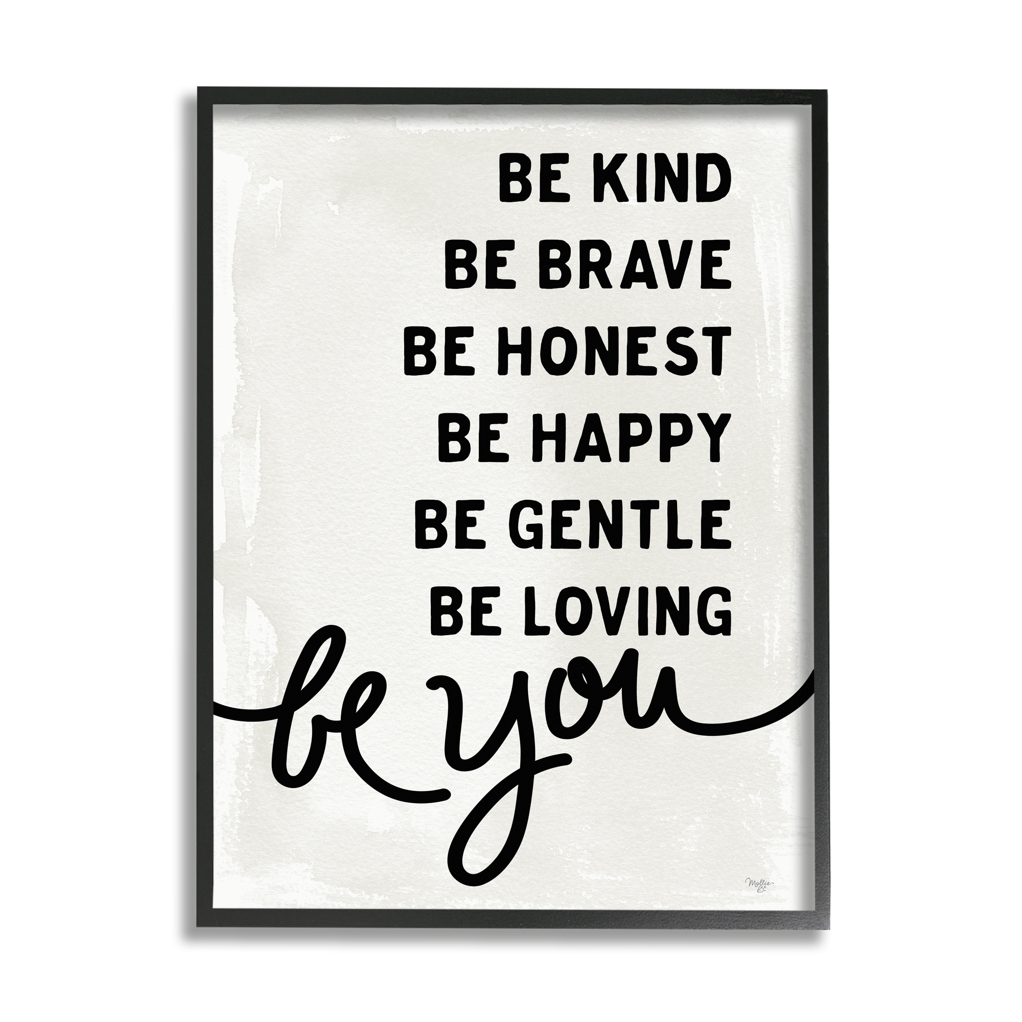 Stupell Industries Be You Motivational Self Love Text Phrase Graphic Art Black Framed Art Print Wall Art, Design by Mollie B.