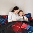 thumbnail image 4 of Castle Fairy Abstract Neon Geometric Twin Comforter Sets 2pcs,Minimalism Glowing Cube Bedding Set,Red Blue Black,Reversible,1 Comforter and 1 Pillowcase, 4 of 6