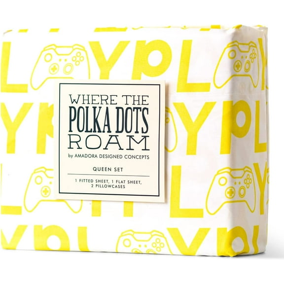 WTPDR Twin Bed Sheet Set - 3 Piece Premium Sheets and Pillowcase Set, Super Soft Cooling Luxury Bedsheets - Game Play Yellow