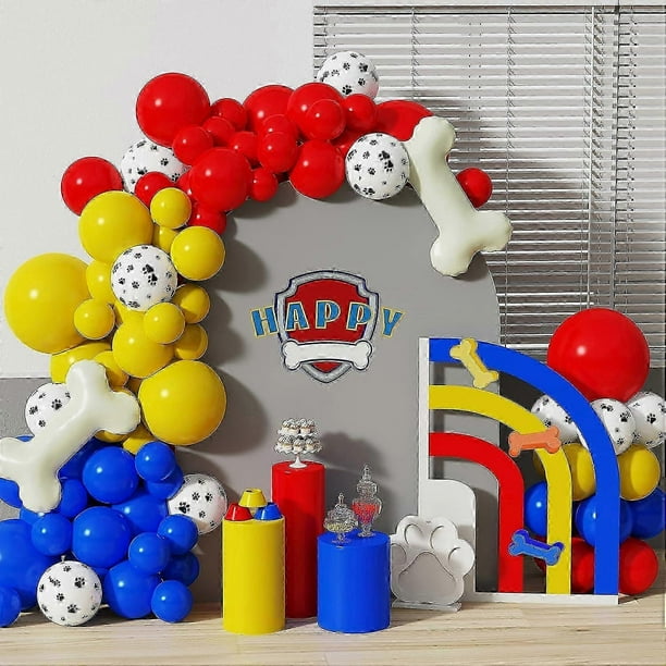 Paw Balloons Garland Kit with Balloon and Red Yellow Blue Dog Paw Latex Balloon Birthday Decorations,Baby Shower Decorations
