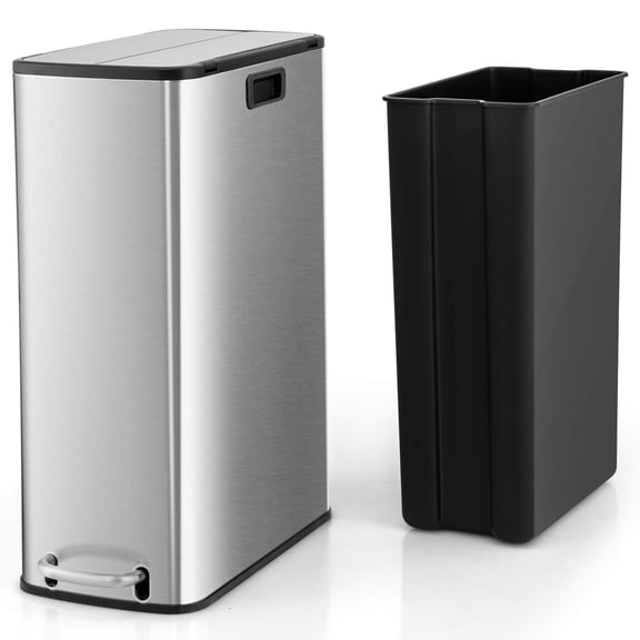 Costway 12 Gallon Wings Open Lid Trash Can with Soft-Closing Lids & Removable Inner Bucket
