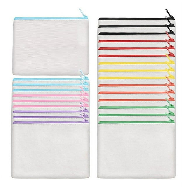 Bolsas Cosméticos Lona en Sublimación A Granel, Bolsas Cosméticos Transferencia Bricolaje, Bolsas en Sublimación Transparente con Cremallera