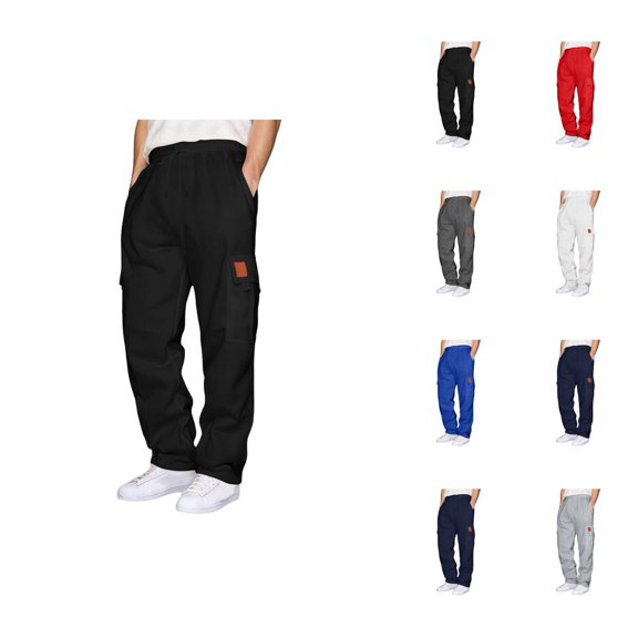 Mens Cargo Sweatpants 2026 Fall Winter Fashion Elastic Waist Drawstring Casual Pants with Pockets Trousers