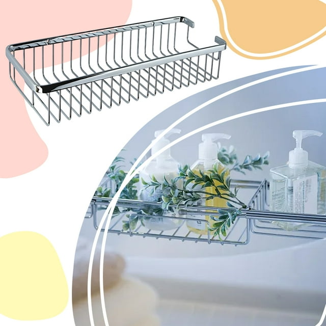 mmirethe Étagère de Rangement Rectangulaire en Acier Inoxydable pour Baignoire Application Pratique et Grand Robuste 1Ensemble