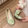 thumbnail image 5 of Dress Shoes for Women Round Closed Toe Flats Shoes Floral Lace Ballet Flats Dressy Comfortable Foldable Flats Low Heel Slip on Shoes Green, 5 of 5